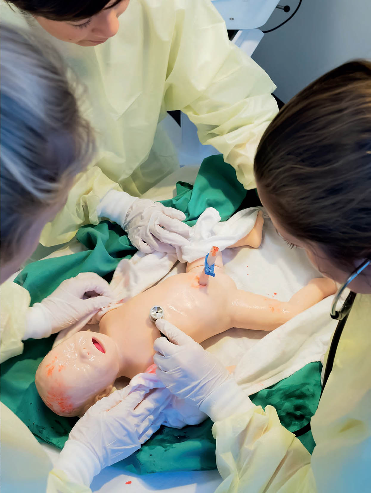 SimNewB, one of several newborn simulators developed in collaboration with representatives of the AAP newborn resuscitation committee.